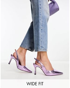 Asos Design Wide Fit Samber - Stiletto Hakken Met Slingback-bandje En Brede Pasvorm - Wit