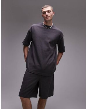 TOPMAN Relaxed Fit Linen-blend Short Sleeve Sweatshirt - Multicolour