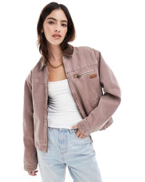 Pull&Bear Worker Jacket With Corduroy Collar - Purple