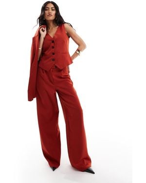 Kaiia Pantalones De Sastre Color Óxido De Pernera Ancha Exclusivos De (Parte De Un Conjunto)-Cobre - Rojo