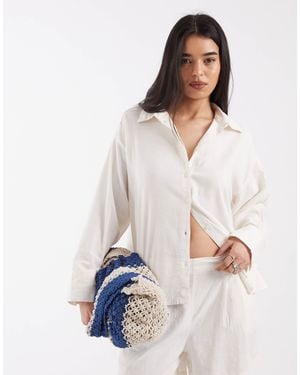 JJXX Co Ord Linen Blend Shirt - White