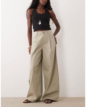 ASOS Barrel Trousers With Side Panel Detail - Natural