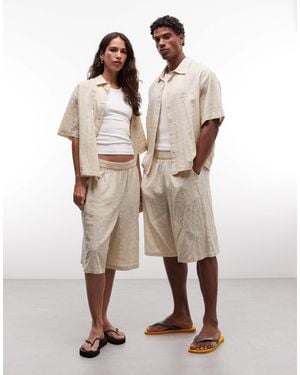 Collusion Unisex Check Grid Oversized Beach Jort - Multicolor