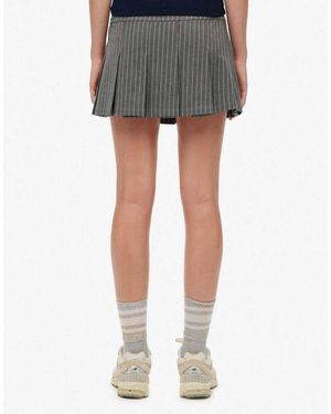 Superdry Pinstripe Pleat Mini Skirt - Grey