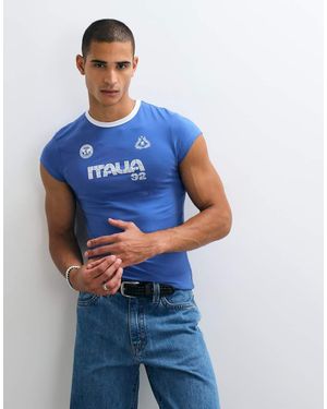 ASOS Muscle Ringer T-shirt With Italia Soccer Graphic - Blue