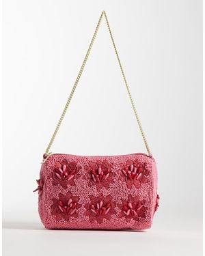 Accessorize Floral Embellished Shoulder Bag - Red