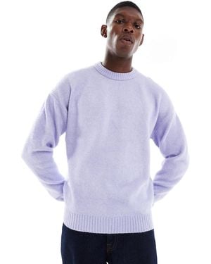 Jack & Jones Oversized Fluffy Crew Neck Sweater - Purple