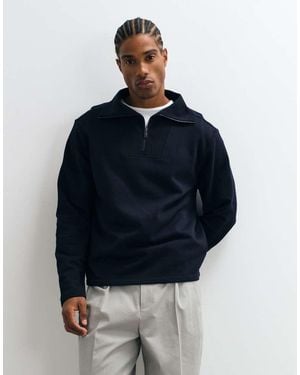 Mango Quarter Zip Polo Top - Blue