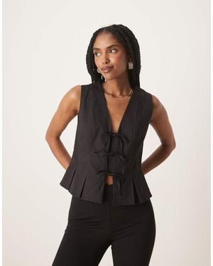 Nobody's Child Ezia Tie Front Waistcoat - Black