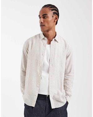 Only & Sons Linen Mix Long Sleeve Shirt - White