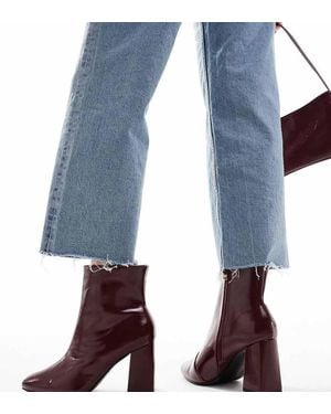 Raid Wide Fit Tetlee Block Heel Ankle Boots - Blue