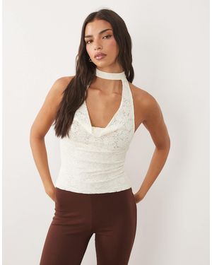 Motel Samwell Lace Halter Top - White