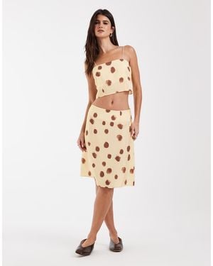 ASOS Gonna Sottoveste Midi Coordinata Con Stampa A Pois Sfocati - Neutro
