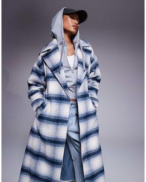 River Island Wool Blend Belted Coat - Blue