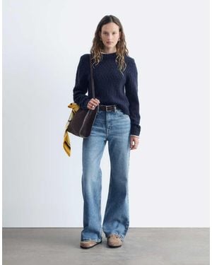 & Other Stories Wool Blend Boucle Jumper With Shoulder Pads - Blue