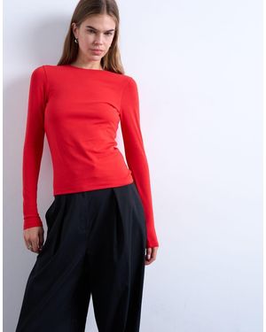 TOPSHOP Clean Long Sleeve Top - Red