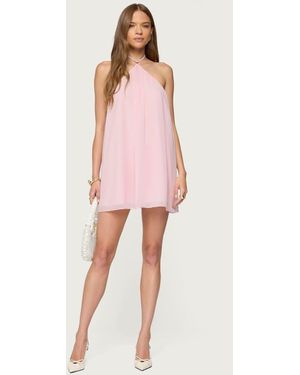 Edikted Emeline Backless Halter Mini Dress - Pink