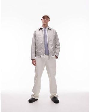 ARKET Zip Front Minimal Workwear Jacket With Collar - White