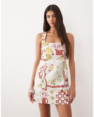 ASOS Square Neck Structured Cotton Mini Sundress - White