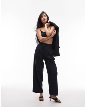 ASOS Wide Leg Pleated Trouser - Blue