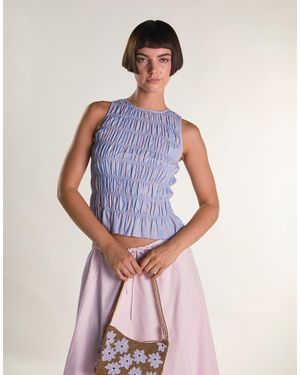 Glamorous Shirring Vest Top - Blue