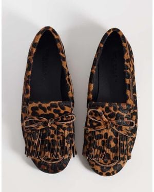 ASOS Moxen Premium Fringe Detail Loafers - Brown