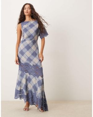 ASOS Midi Dress With Lace Detail - Blue