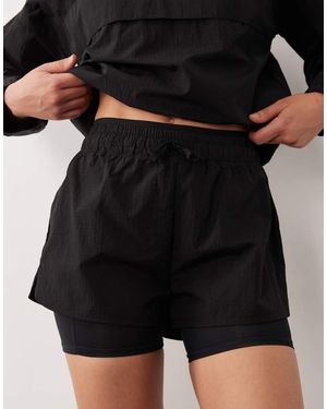 4505 Ripstop 2-in-1 Running Shorts With Zip Pockets - Black