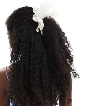 Monki Crochet Lace Scrunchie - Black
