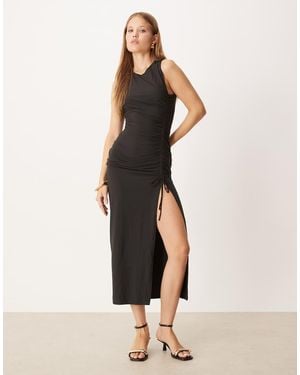 Pimkie Side Slit Ruched Side Bodycon Midaxi Dress - White