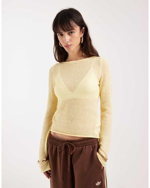 Motel Aika Sheer Knit Long Sleeve Top - Natural