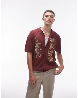 TOPMAN – locker geschnittenes strickhemd - Rot