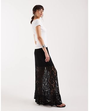 Jdy Tiered Lace Maxi Skirt With Lining - White