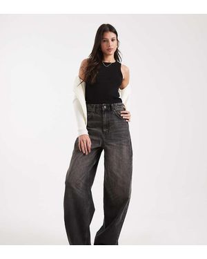 ASOS Asos Design Tall High Waisted Barrel Leg Jeans - Black