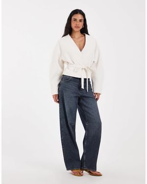 ASOS Cropped Rounded Shoulder Blazer - Blue