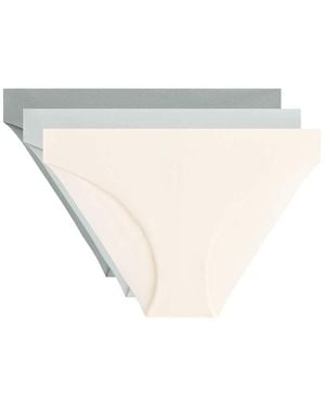 Oysho 3 Invisible Cotton Blend Classic Bikini Briefs - White