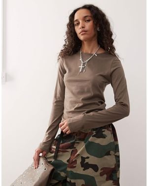 Weekday Super Soft Long Sleeve Top - Brown