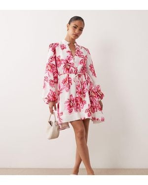 Forever New Fluted Mini Dress - Pink