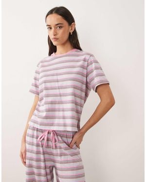 ASOS Mix & Match Oversized Cotton Pyjama Tee With Side Slits - Pink