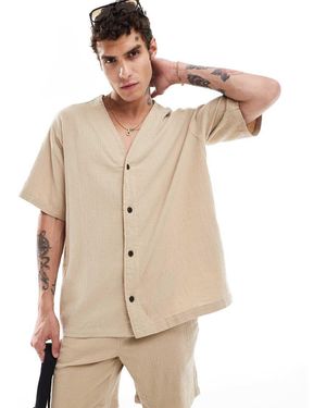 ADPT Co-ord Oversized Baseball Crinkle Shirt - Natural