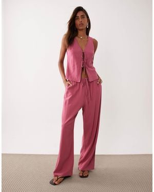 Miss Selfridge Linen Look Pull On Trouser - Red