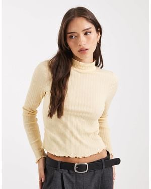 Miss Selfridge Ribbed High Neck Top - Blue