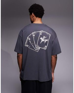 ADPT Oversized T-Shirt With Equestrian Deck Back Print - Blue