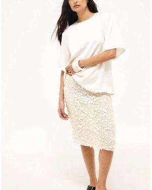 NA-KD Sequin Knee Length Skirt - Natural