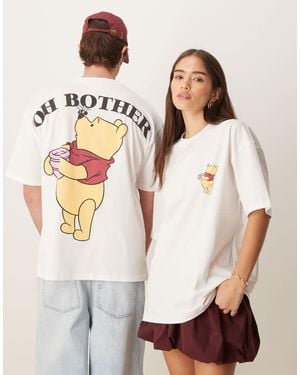 ASOS Disney Unisex Oversized T-shirt With Winnie The Pooh Prints - Natural