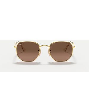 Ray-Ban Hexagonale sonnenbrille mit flachen gläsern - Natur