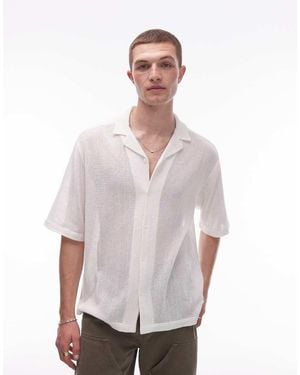 TOPMAN Regular Fit Crochet Shirt - White