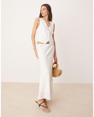 Abercrombie & Fitch Bias Cut Linen Maxi Skirt - Natural