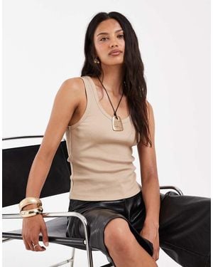 ASOS Thick Binding Detail Ribbed Scoop Neck Vest - Multicolour