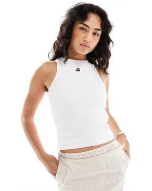 4th & Reckless Ribbed Embroidered Logo Vest Top - Black